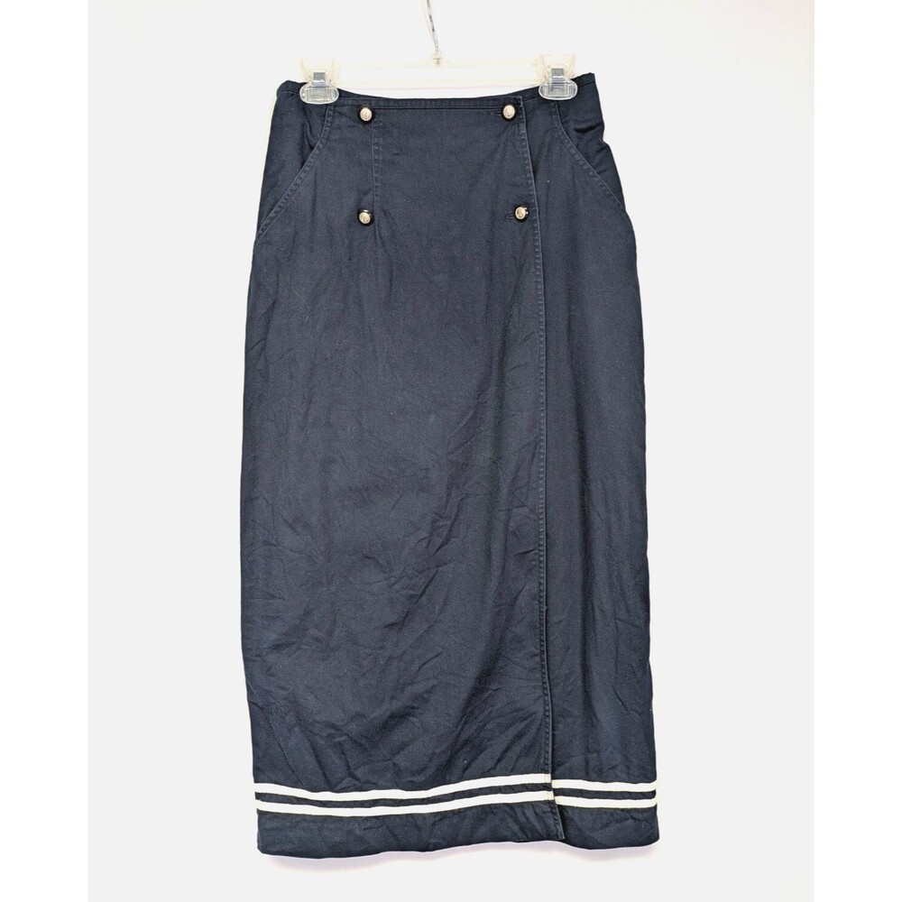 Vintage Nipon Studio Nautical Style Long Wrap Skirt Womens Size 8 Blue